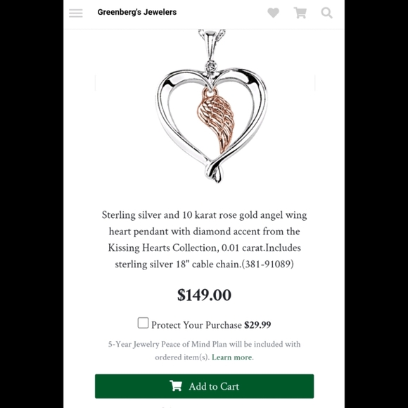 Greenberg's Kissing Hearts Collection Silver & Rose Gold Necklace - Picture 4 of 6